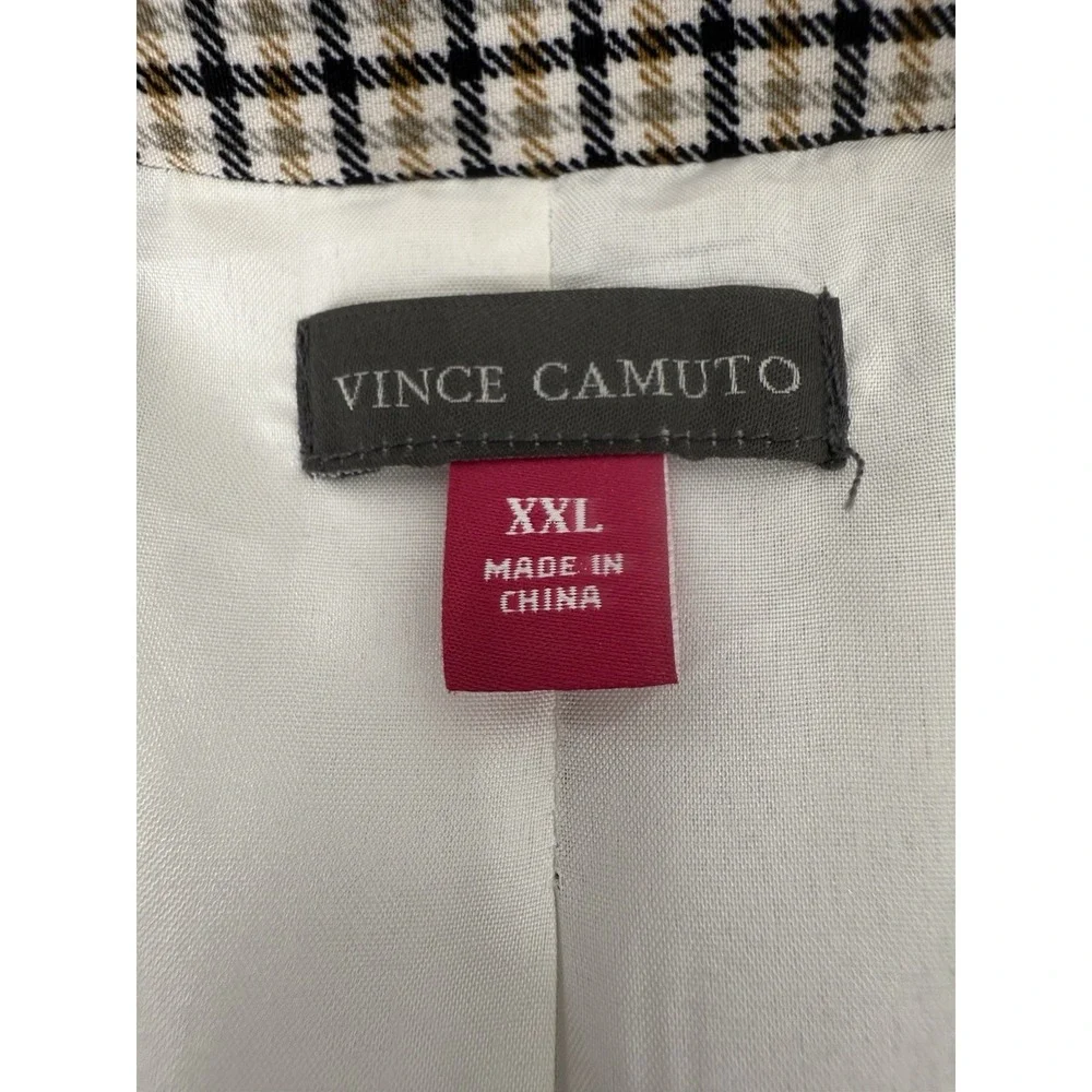 Vince Camuto Plaid Blazer Brown Black Cream Stretch Knit Lined Womens Size XXL‎
